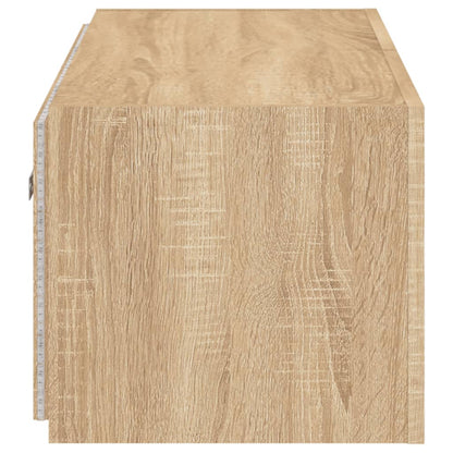 vidaXL TV Wall Cabinet with LED Lights Sonoma Oak 80x35x31 cm