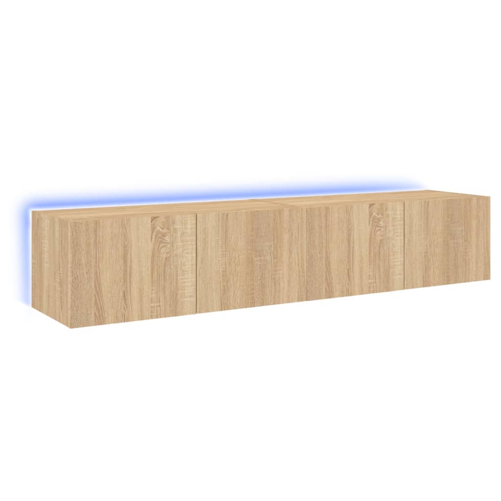 vidaXL TV Wall Cabinets with LED Lights 2 pcs Sonoma Oak 80x35x31 cm