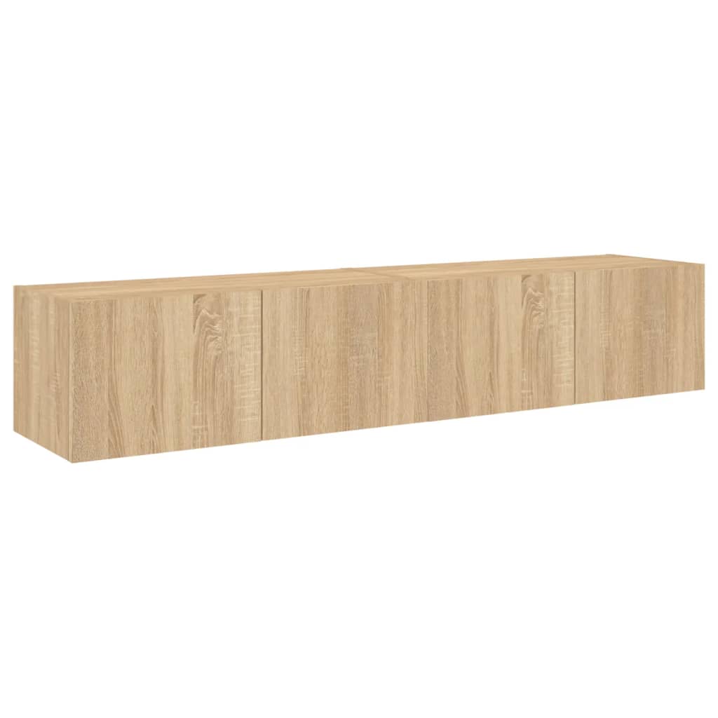 vidaXL TV Wall Cabinets with LED Lights 2 pcs Sonoma Oak 80x35x31 cm