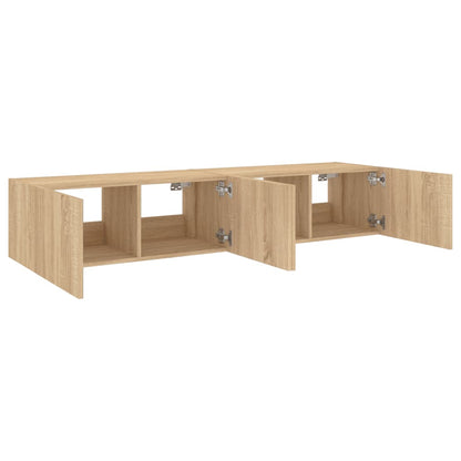 vidaXL TV Wall Cabinets with LED Lights 2 pcs Sonoma Oak 80x35x31 cm