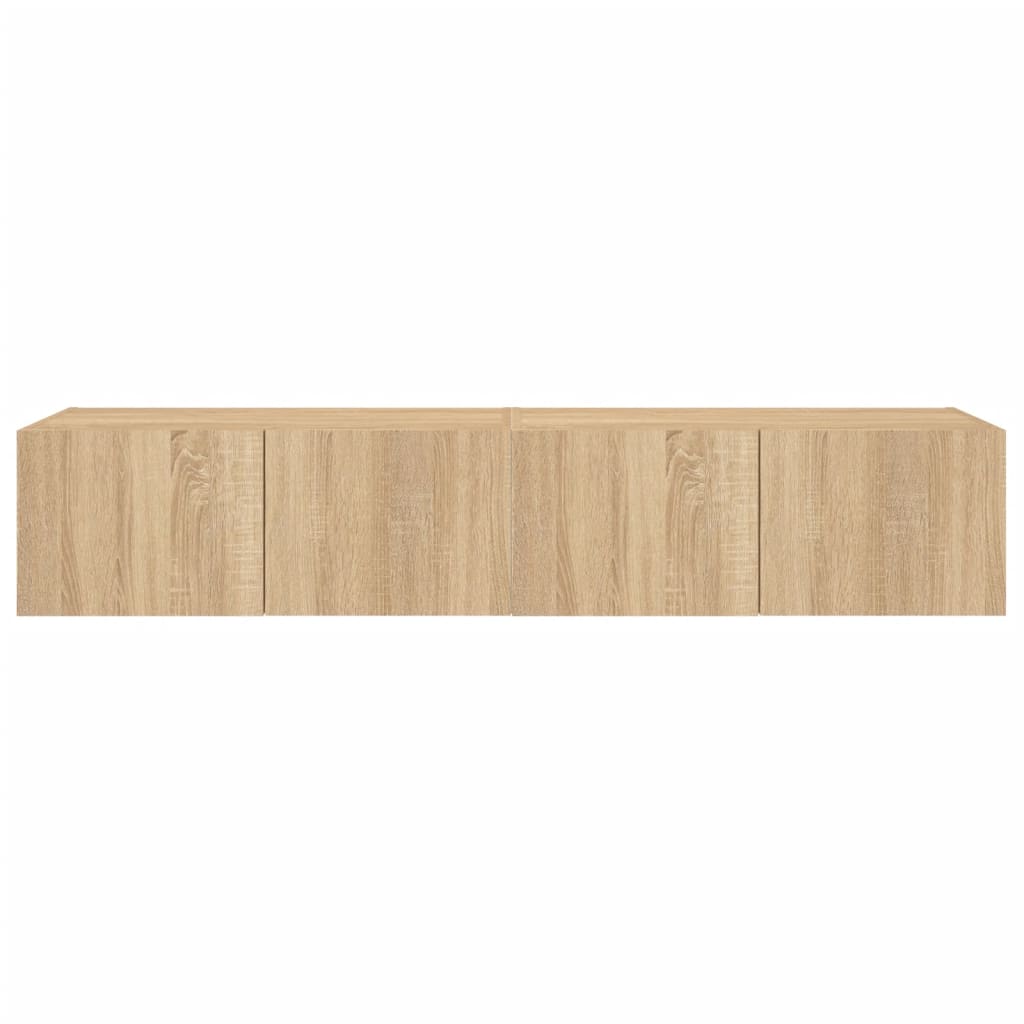 vidaXL TV Wall Cabinets with LED Lights 2 pcs Sonoma Oak 80x35x31 cm