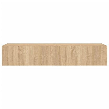 vidaXL TV Wall Cabinets with LED Lights 2 pcs Sonoma Oak 80x35x31 cm