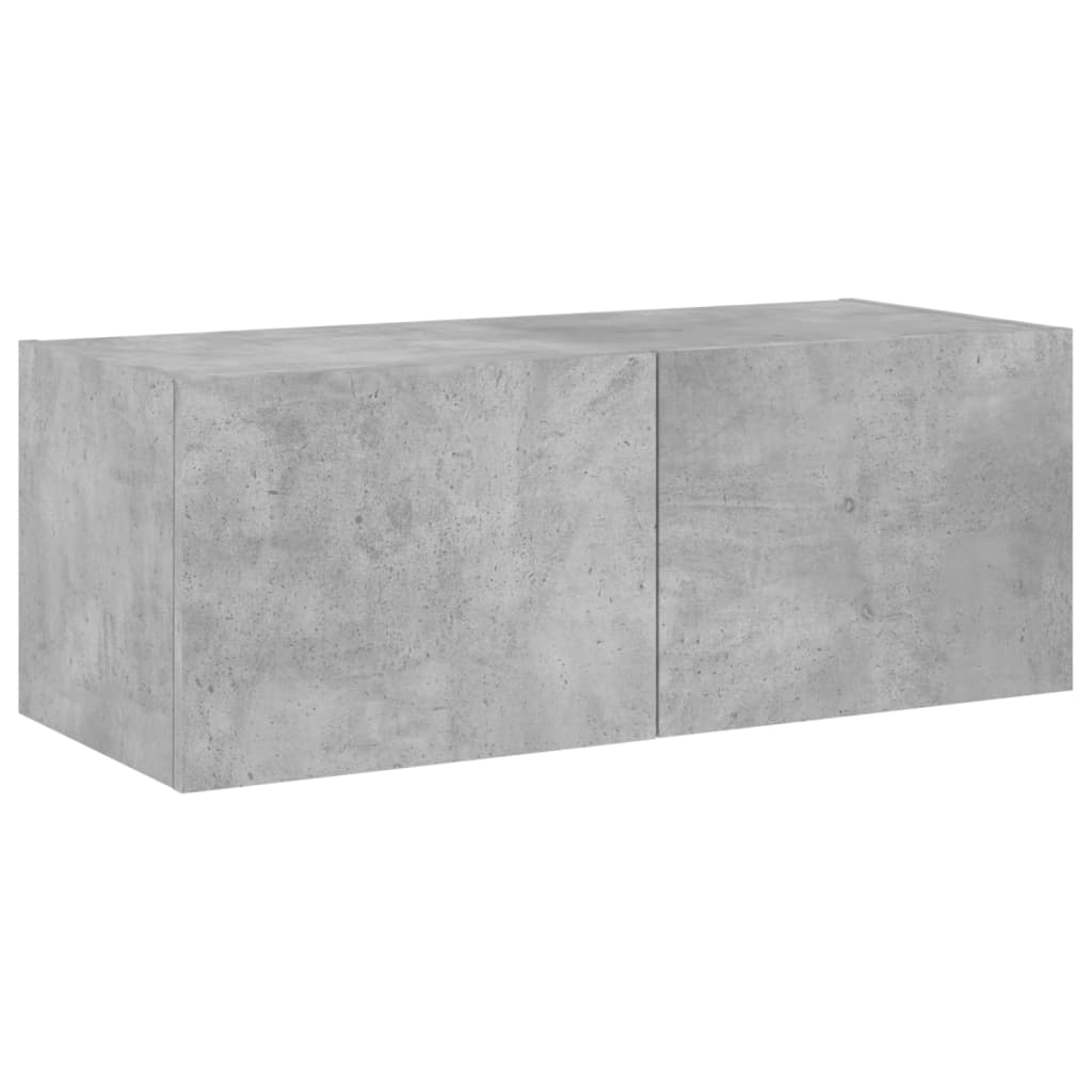 vidaXL TV Wall Cabinet with LED Lights Concrete Grey 80x35x31 cm