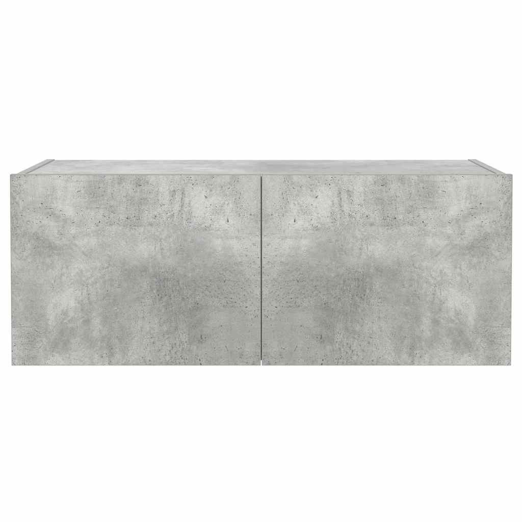 vidaXL TV Wall Cabinet with LED Lights Concrete Grey 80x35x31 cm