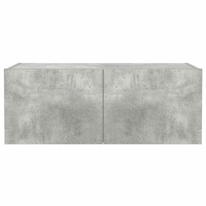 vidaXL TV Wall Cabinet with LED Lights Concrete Grey 80x35x31 cm