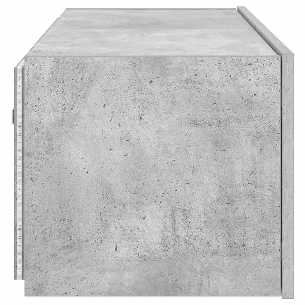 vidaXL TV Wall Cabinet with LED Lights Concrete Grey 80x35x31 cm