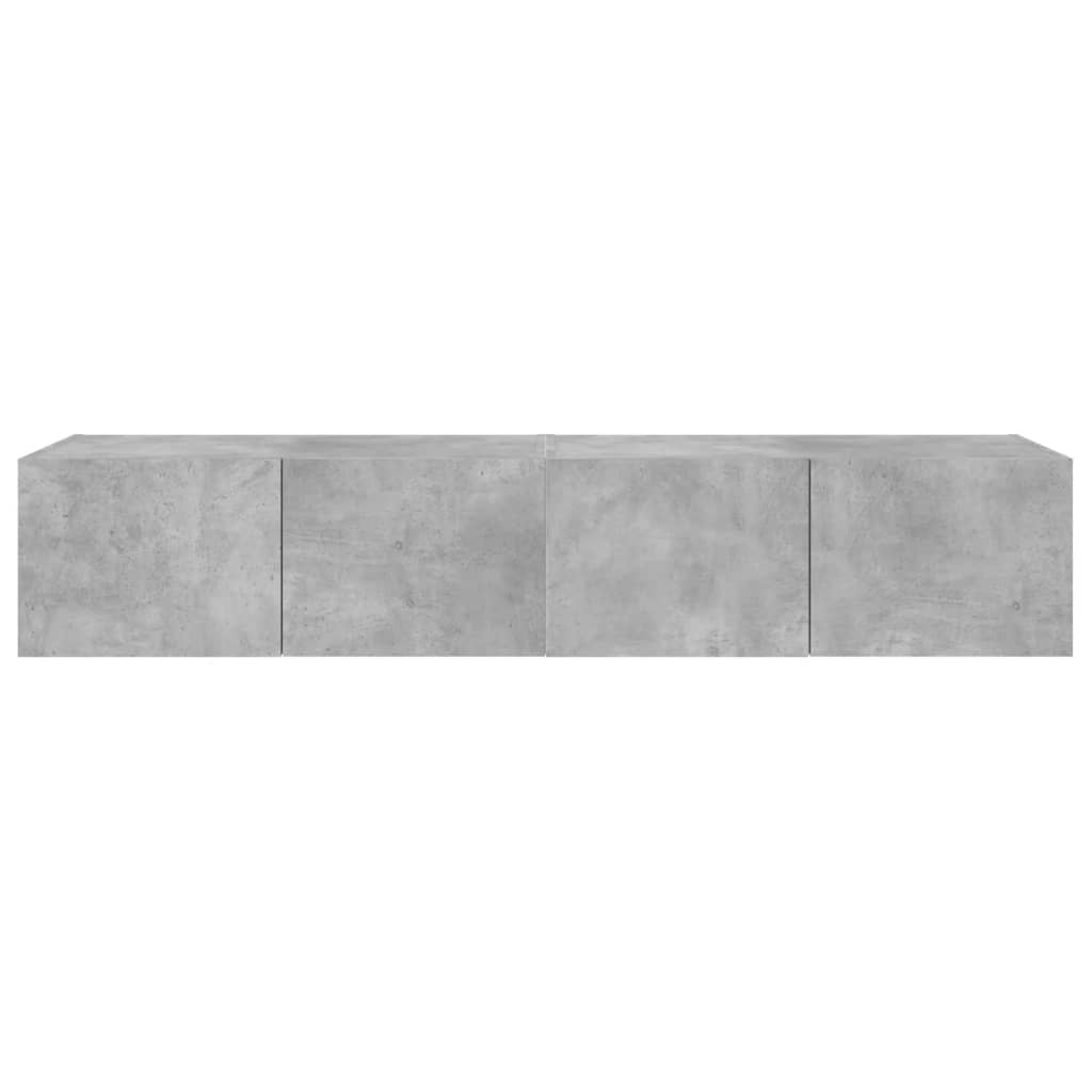 vidaXL TV Wall Cabinets with LED Lights 2 pcs Concrete Grey 80x35x31 cm