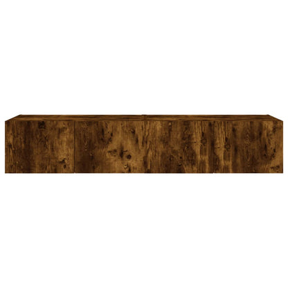 vidaXL TV Wall Cabinets with LED Lights 2 pcs Smoked Oak 80x35x31 cm