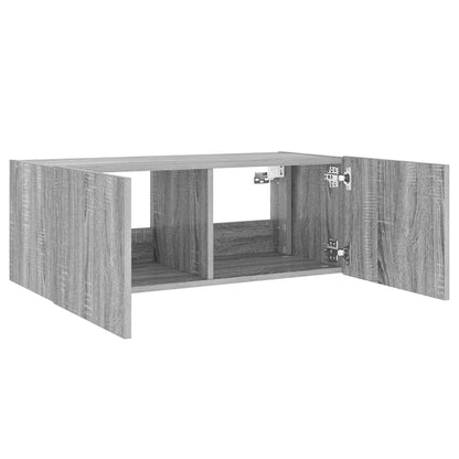 vidaXL TV Wall Cabinet with LED Lights Grey Sonoma 80x35x31 cm