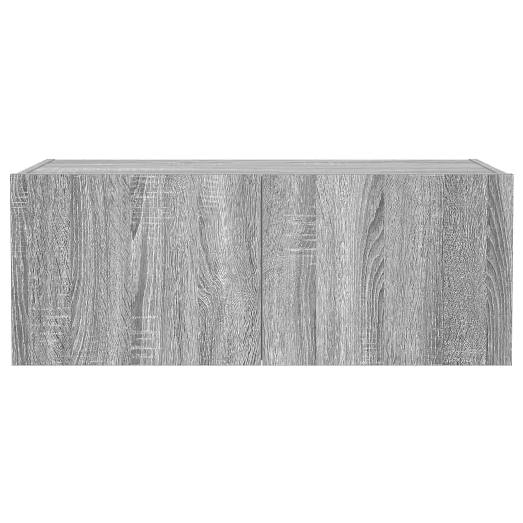 vidaXL TV Wall Cabinet with LED Lights Grey Sonoma 80x35x31 cm