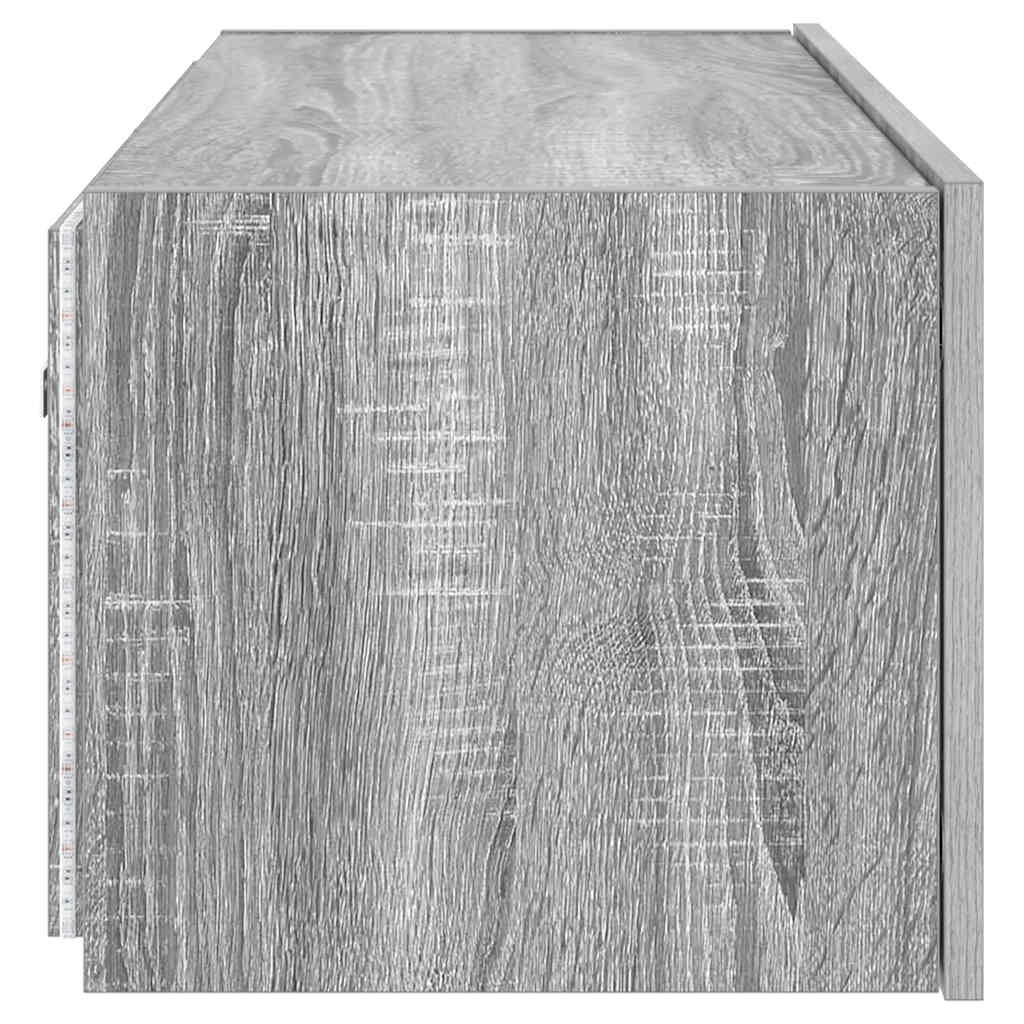 vidaXL TV Wall Cabinet with LED Lights Grey Sonoma 80x35x31 cm