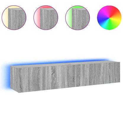 vidaXL TV Wall Cabinets with LED Lights 2 pcs Grey Sonoma 80x35x31 cm