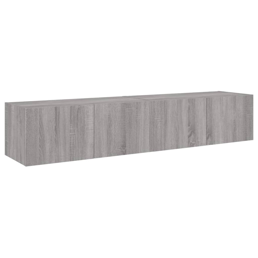 vidaXL TV Wall Cabinets with LED Lights 2 pcs Grey Sonoma 80x35x31 cm
