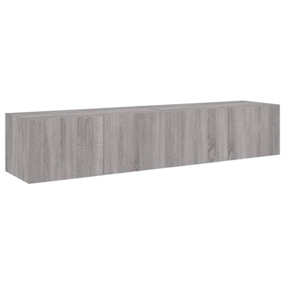 vidaXL TV Wall Cabinets with LED Lights 2 pcs Grey Sonoma 80x35x31 cm