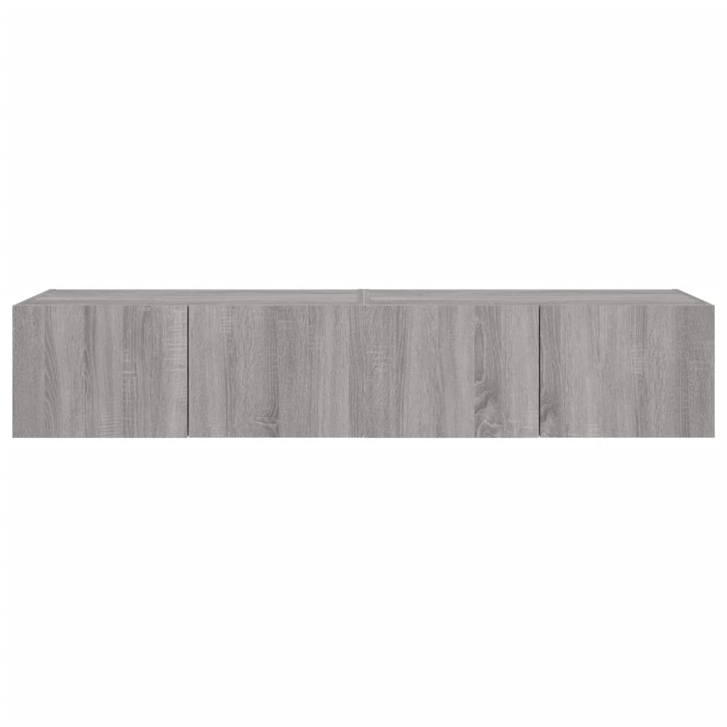 vidaXL TV Wall Cabinets with LED Lights 2 pcs Grey Sonoma 80x35x31 cm