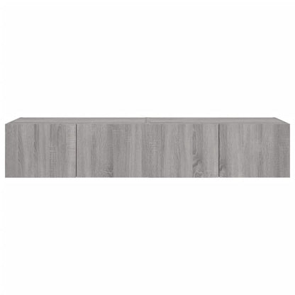 vidaXL TV Wall Cabinets with LED Lights 2 pcs Grey Sonoma 80x35x31 cm