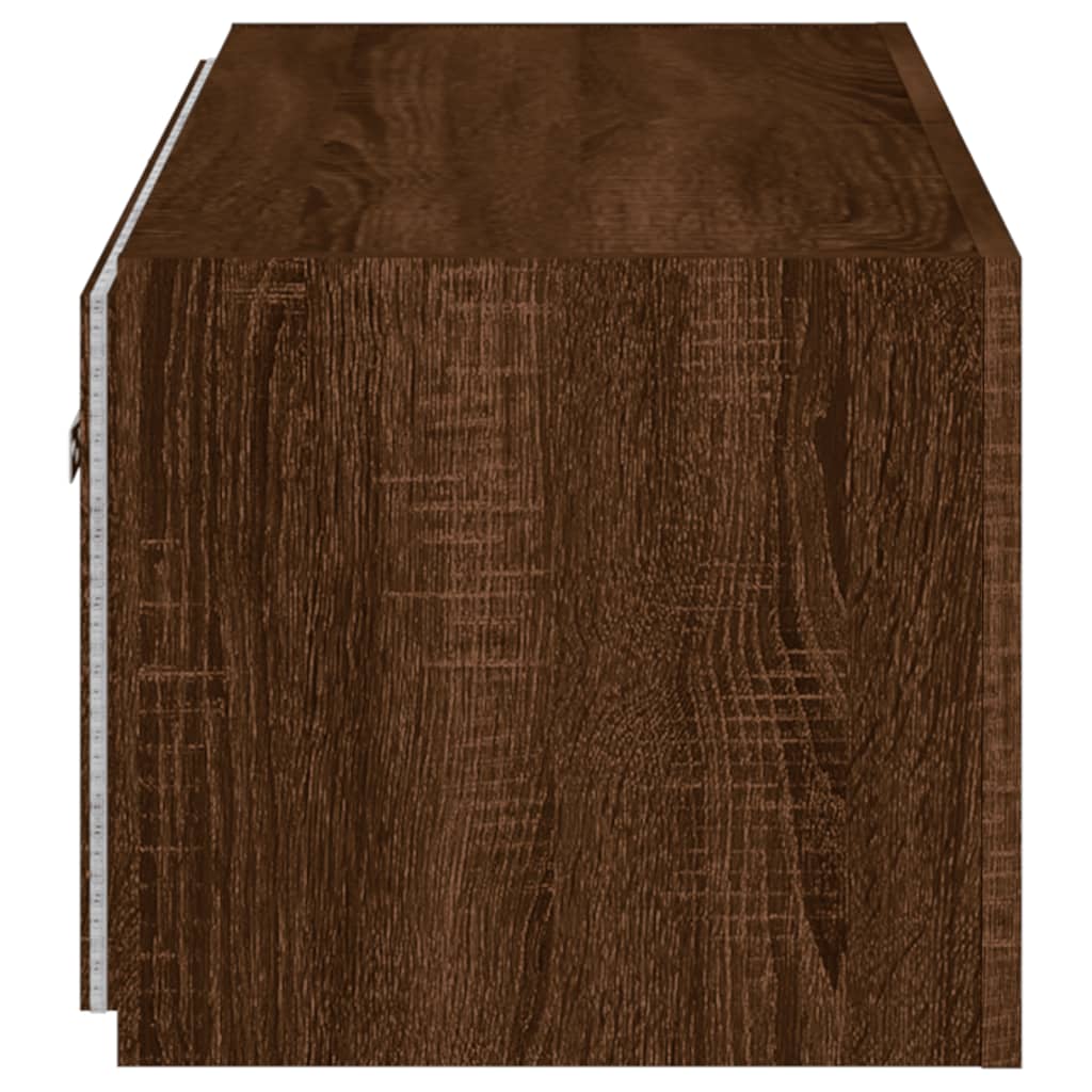 vidaXL TV Wall Cabinet with LED Lights Brown Oak 80x35x31 cm