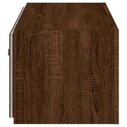 vidaXL TV Wall Cabinet with LED Lights Brown Oak 80x35x31 cm