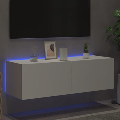 vidaXL TV Wall Cabinet with LED Lights White 100x35x31 cm