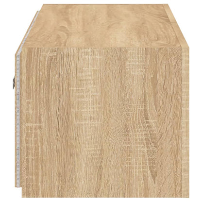 vidaXL TV Wall Cabinet with LED Lights Sonoma Oak 100x35x31 cm