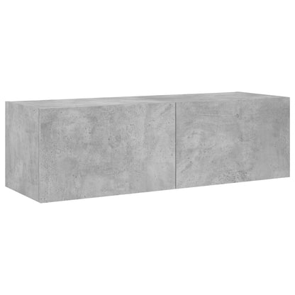 vidaXL TV Wall Cabinet with LED Lights Concrete Grey 100x35x31 cm