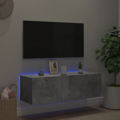 vidaXL TV Wall Cabinet with LED Lights Concrete Grey 100x35x31 cm