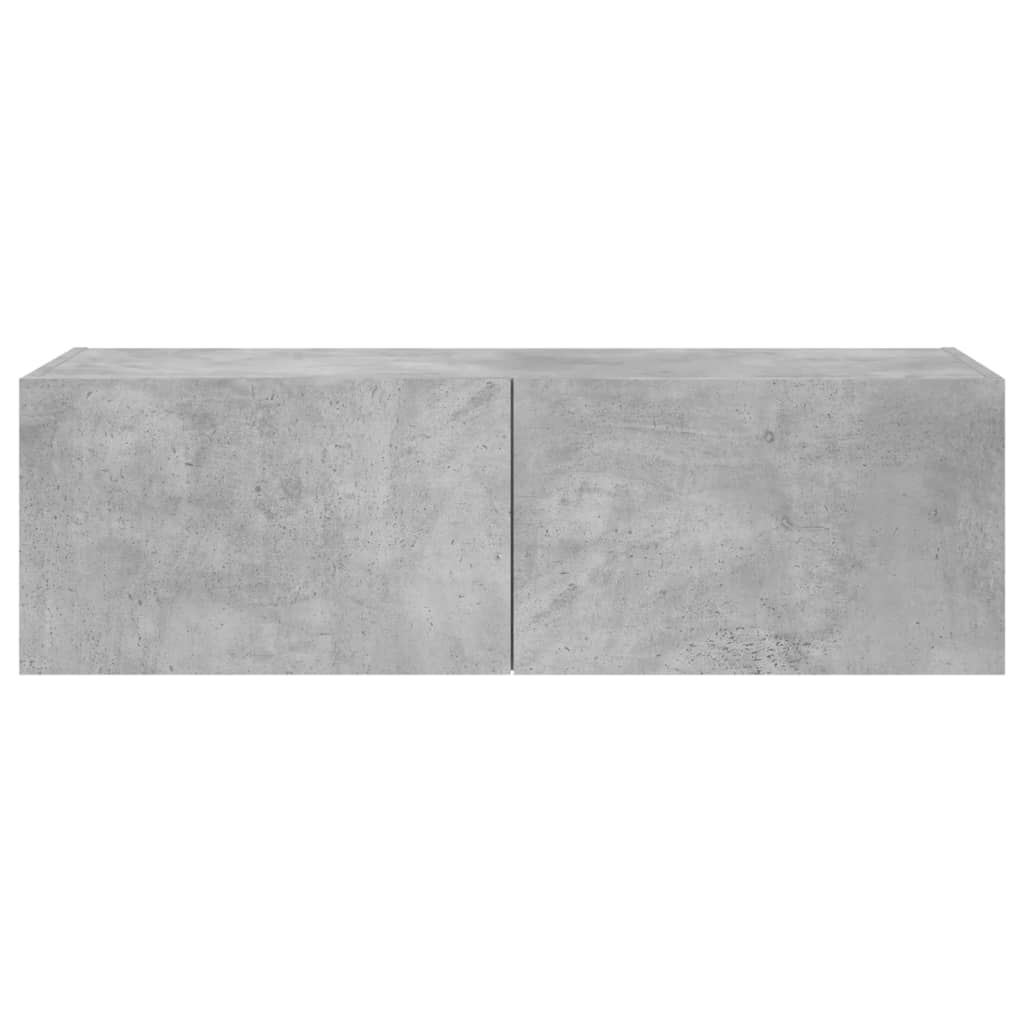 vidaXL TV Wall Cabinet with LED Lights Concrete Grey 100x35x31 cm