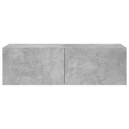 vidaXL TV Wall Cabinet with LED Lights Concrete Grey 100x35x31 cm
