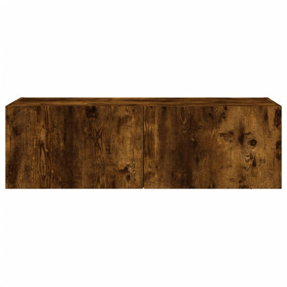 vidaXL TV Wall Cabinet with LED Lights Smoked Oak 100x35x31 cm