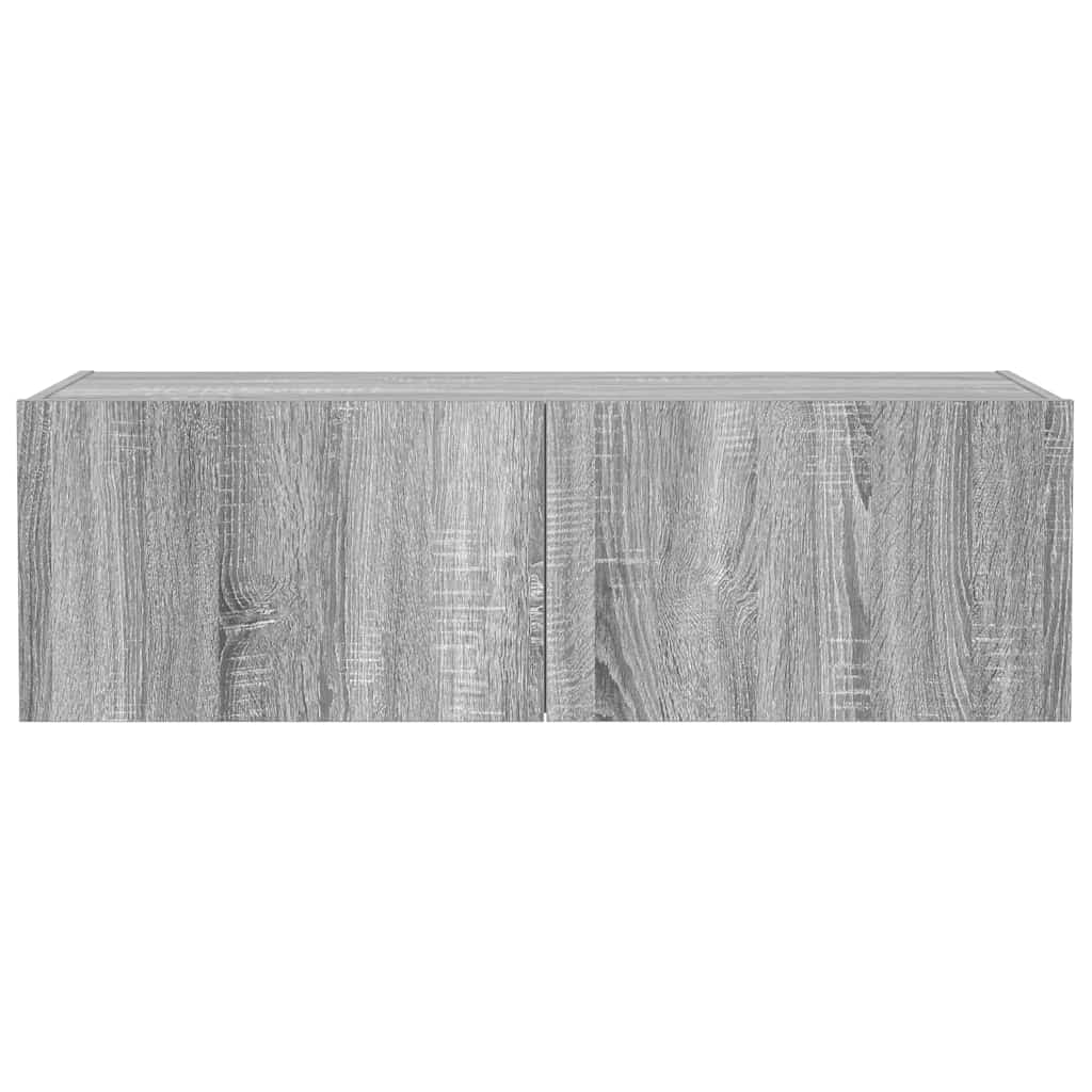 vidaXL TV Wall Cabinet with LED Lights Grey Sonoma 100x35x31 cm