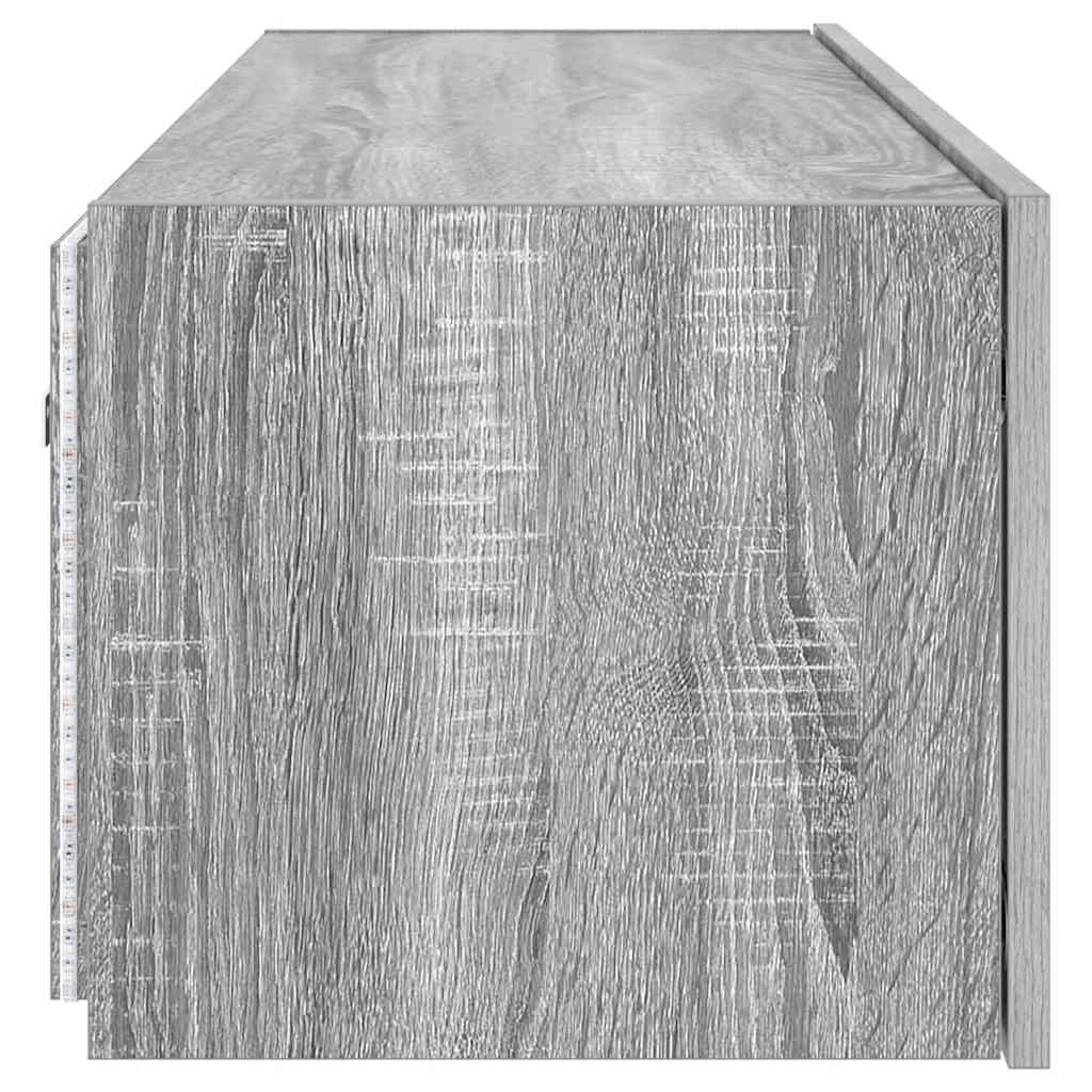 vidaXL TV Wall Cabinet with LED Lights Grey Sonoma 100x35x31 cm
