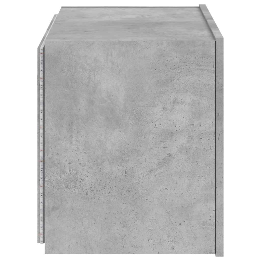 vidaXL TV Wall Cabinet with LED Lights Concrete Grey 60x35x41 cm
