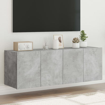 vidaXL TV Wall Cabinets with LED Lights 2 pcs Concrete Grey 60x35x41 cm