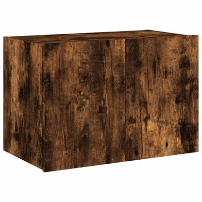 vidaXL TV Wall Cabinet with LED Lights Smoked Oak 60x35x41 cm
