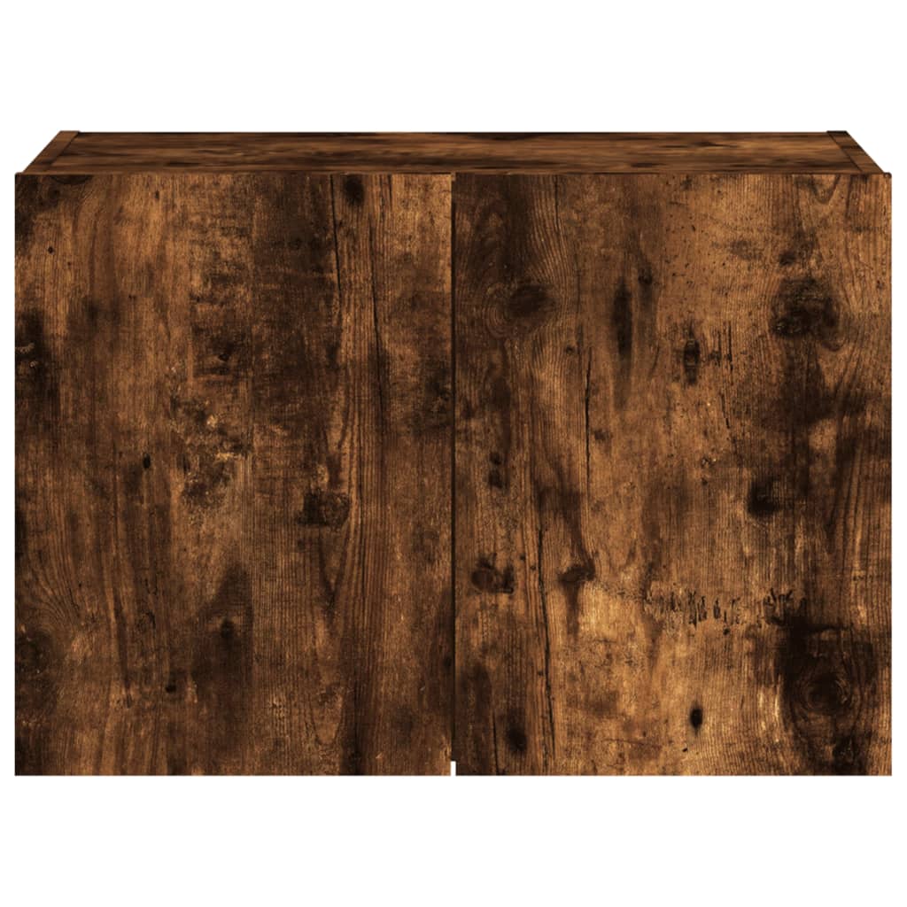 vidaXL TV Wall Cabinet with LED Lights Smoked Oak 60x35x41 cm