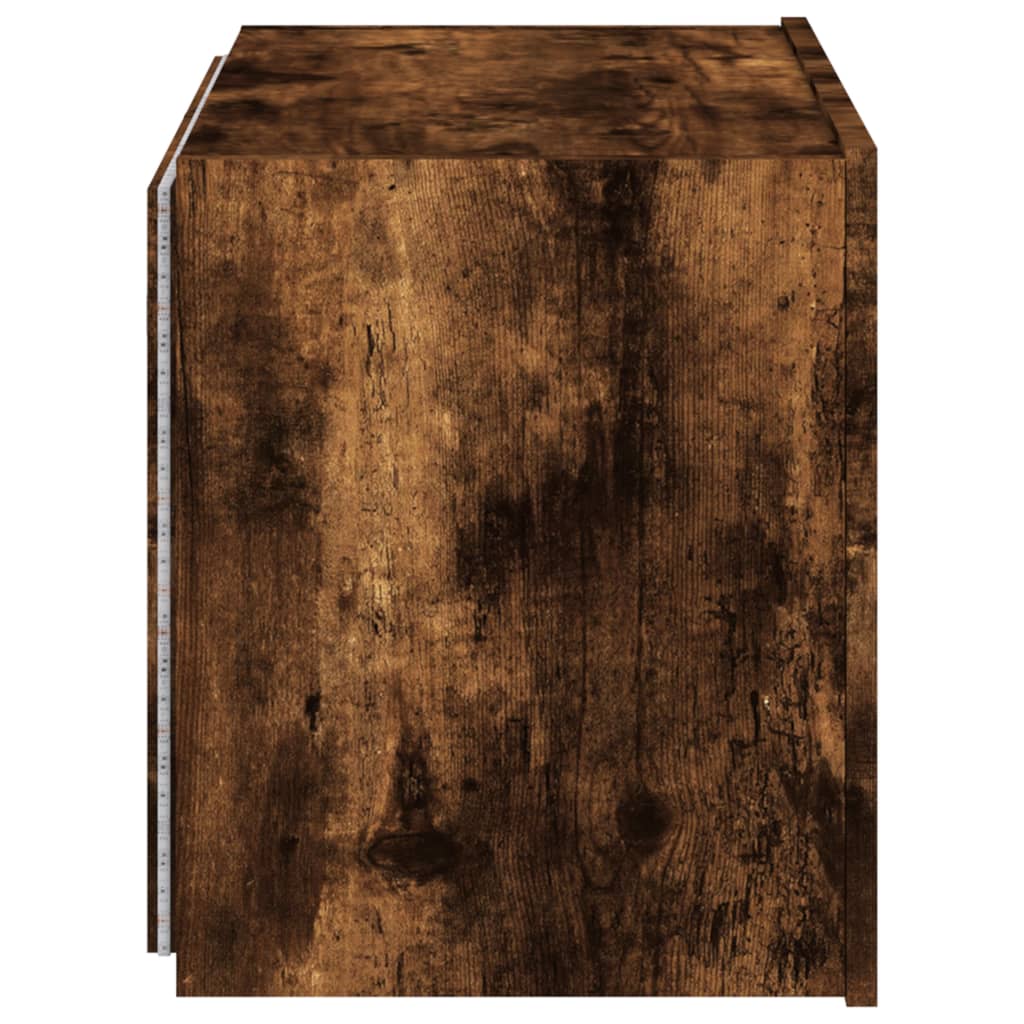 vidaXL TV Wall Cabinet with LED Lights Smoked Oak 60x35x41 cm