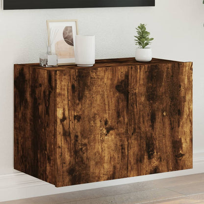 vidaXL TV Wall Cabinet with LED Lights Smoked Oak 60x35x41 cm