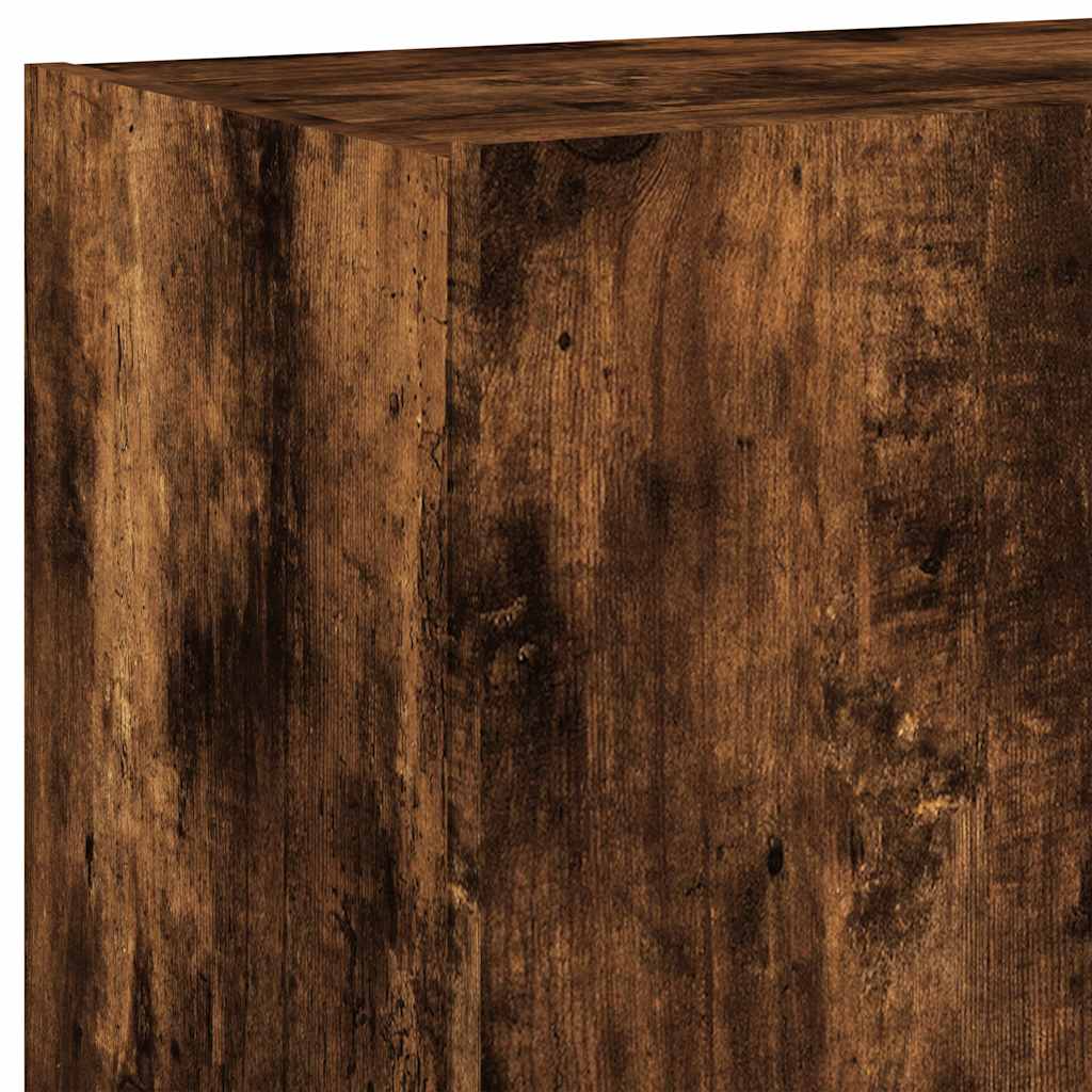 vidaXL TV Wall Cabinets with LED Lights 2 pcs Smoked Oak 60x35x41 cm