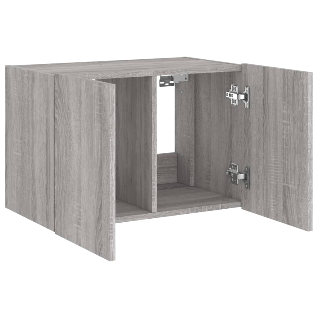 vidaXL TV Wall Cabinet with LED Lights Grey Sonoma 60x35x41 cm