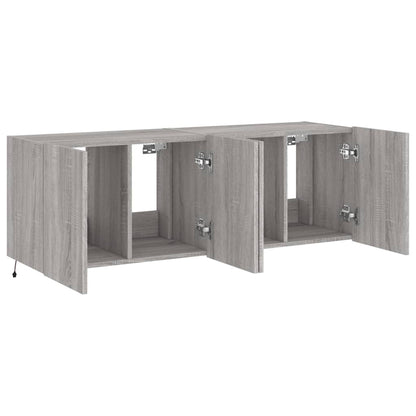 vidaXL TV Wall Cabinets with LED Lights 2 pcs Grey Sonoma 60x35x41 cm