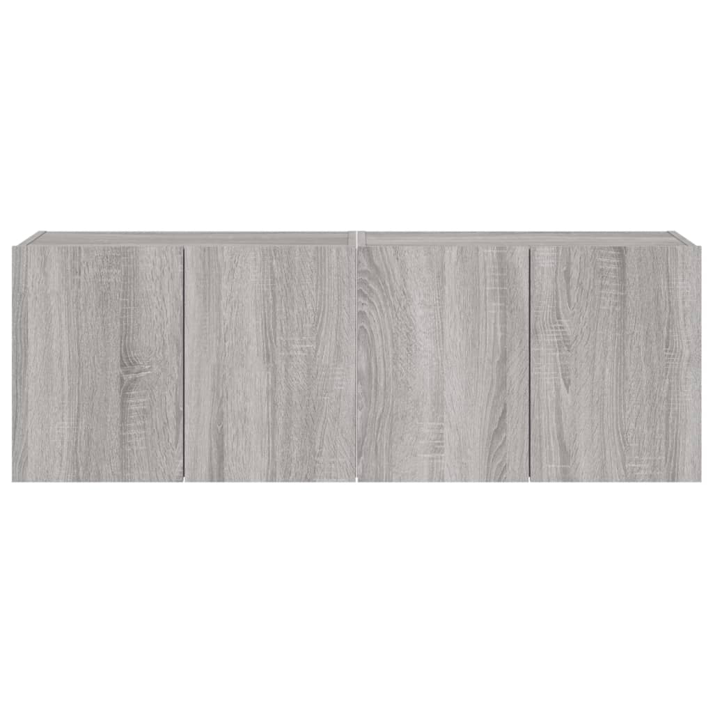 vidaXL TV Wall Cabinets with LED Lights 2 pcs Grey Sonoma 60x35x41 cm
