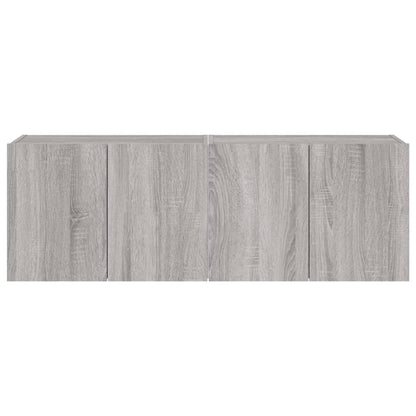 vidaXL TV Wall Cabinets with LED Lights 2 pcs Grey Sonoma 60x35x41 cm