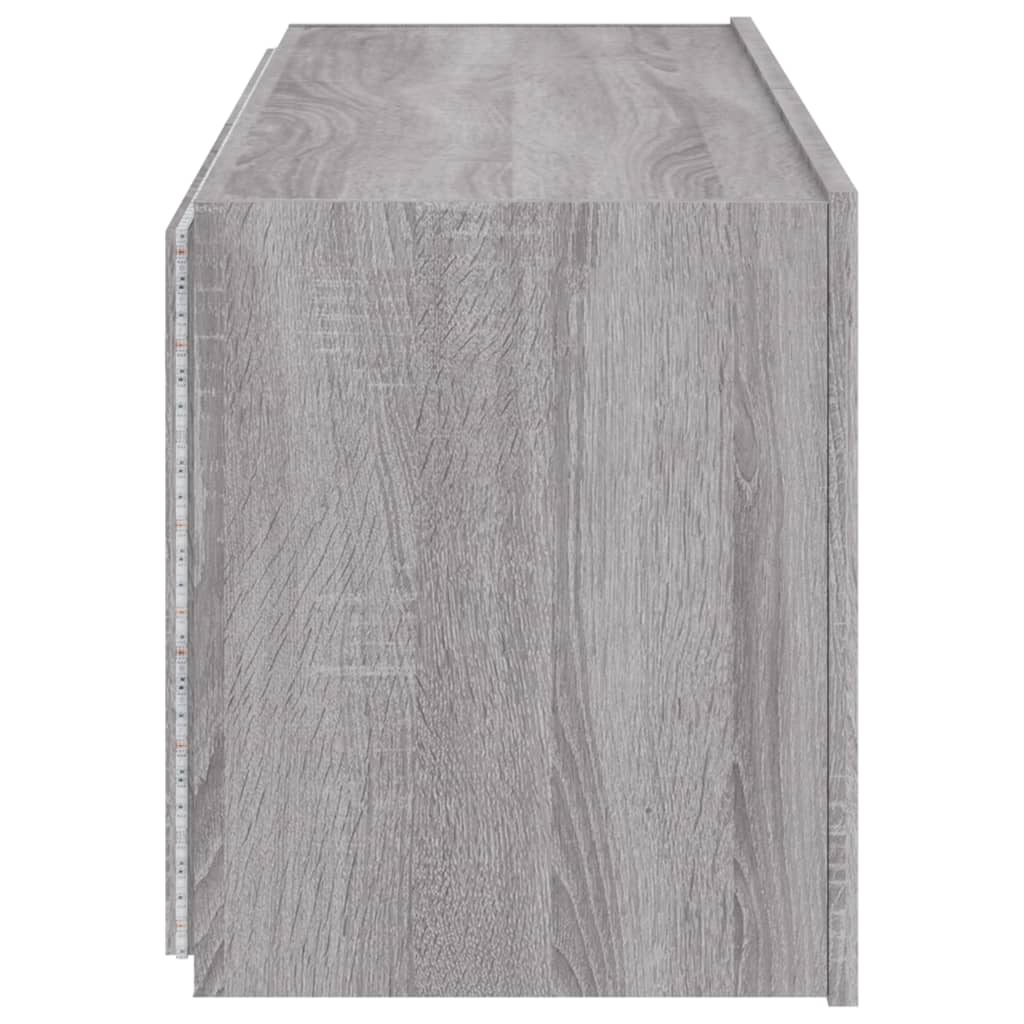 vidaXL TV Wall Cabinets with LED Lights 2 pcs Grey Sonoma 60x35x41 cm