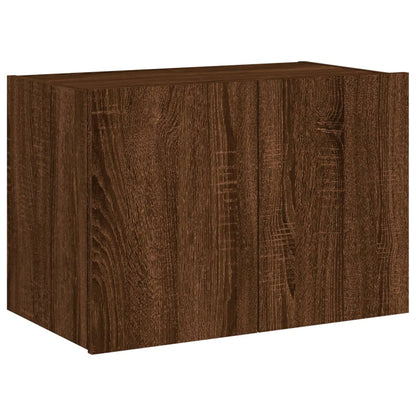 vidaXL TV Wall Cabinet with LED Lights Brown Oak 60x35x41 cm