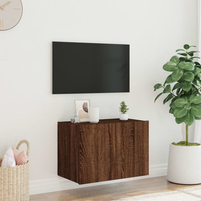 vidaXL TV Wall Cabinet with LED Lights Brown Oak 60x35x41 cm