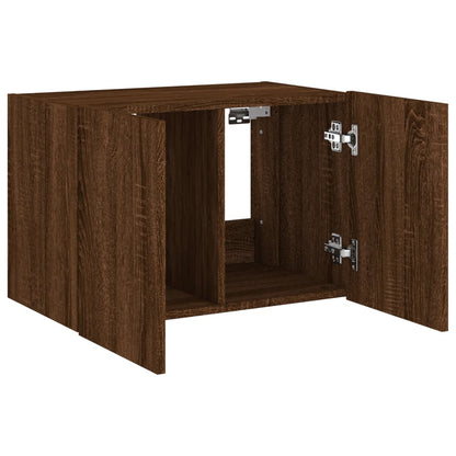 vidaXL TV Wall Cabinet with LED Lights Brown Oak 60x35x41 cm