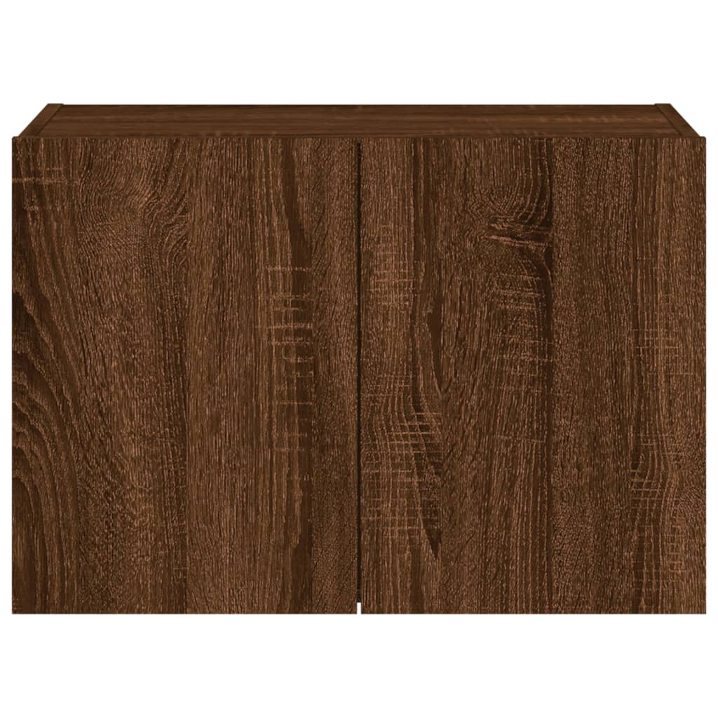 vidaXL TV Wall Cabinet with LED Lights Brown Oak 60x35x41 cm