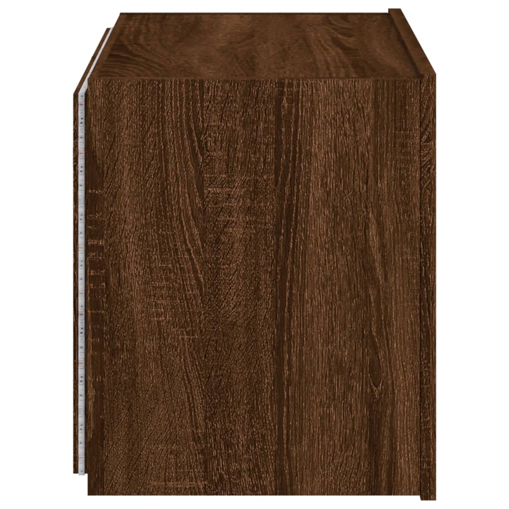 vidaXL TV Wall Cabinet with LED Lights Brown Oak 60x35x41 cm