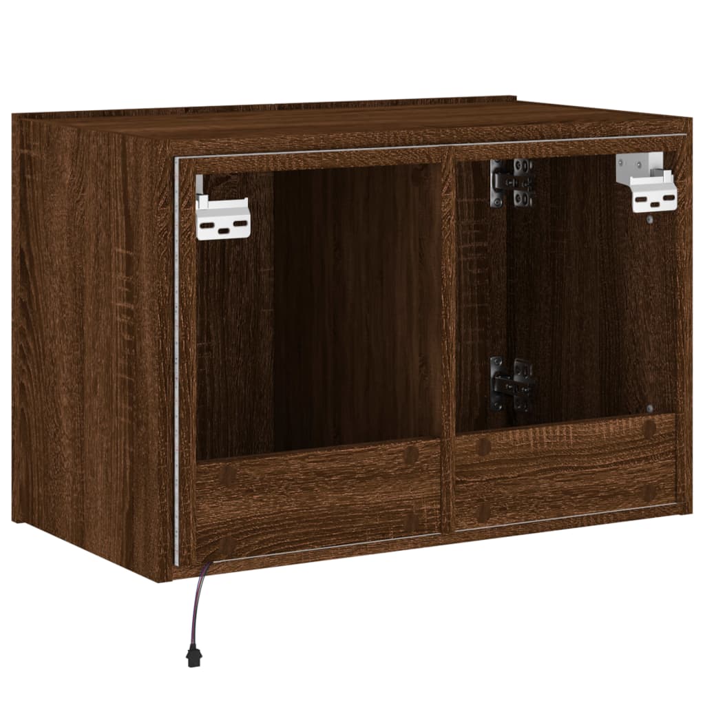 vidaXL TV Wall Cabinet with LED Lights Brown Oak 60x35x41 cm