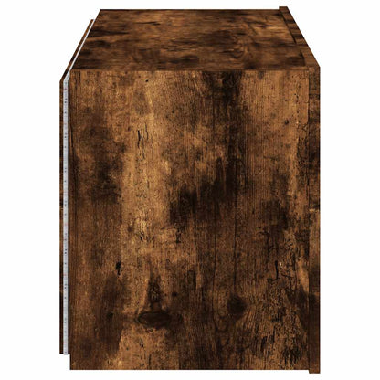 vidaXL TV Wall Cabinet with LED Lights Smoked Oak 80x35x41 cm